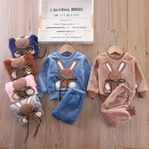  Autumn Children's Clothing Kids Clothes Baby Pajamas Bunny Girl Children's Autumn Outfits Boy Children's Set Autumn Homecoming Clothes