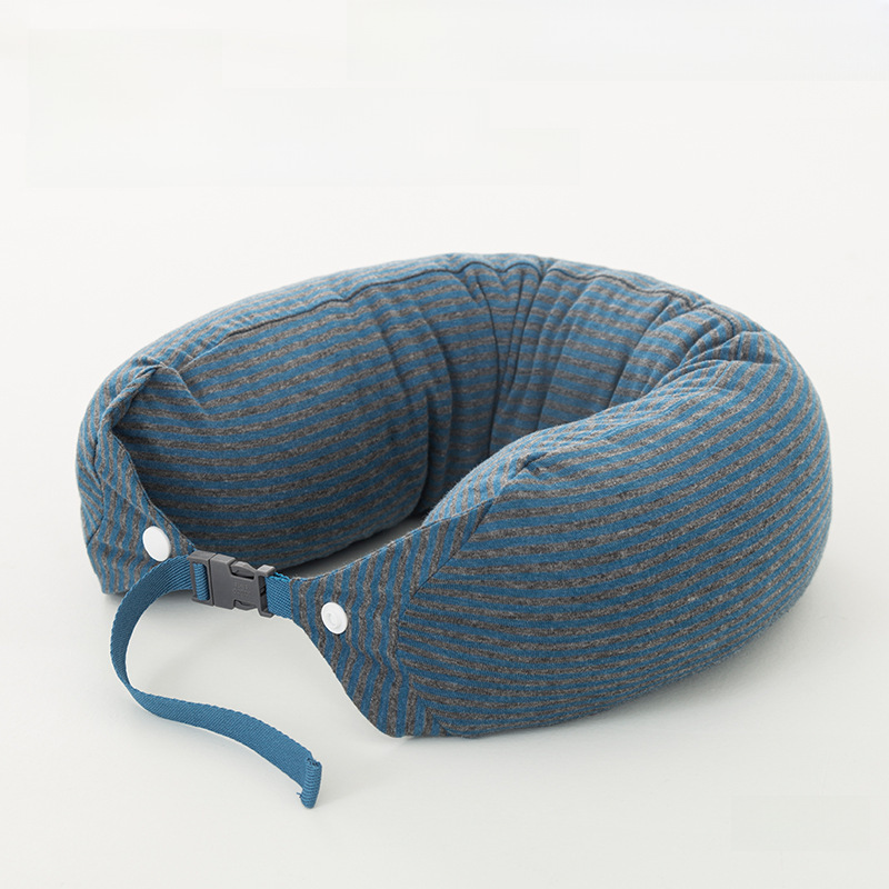 WU02 Plain Knit Cotton U-shaped Portable Good Quality Latex Particle Pillow Travel Car Multi-function Nap Pillow