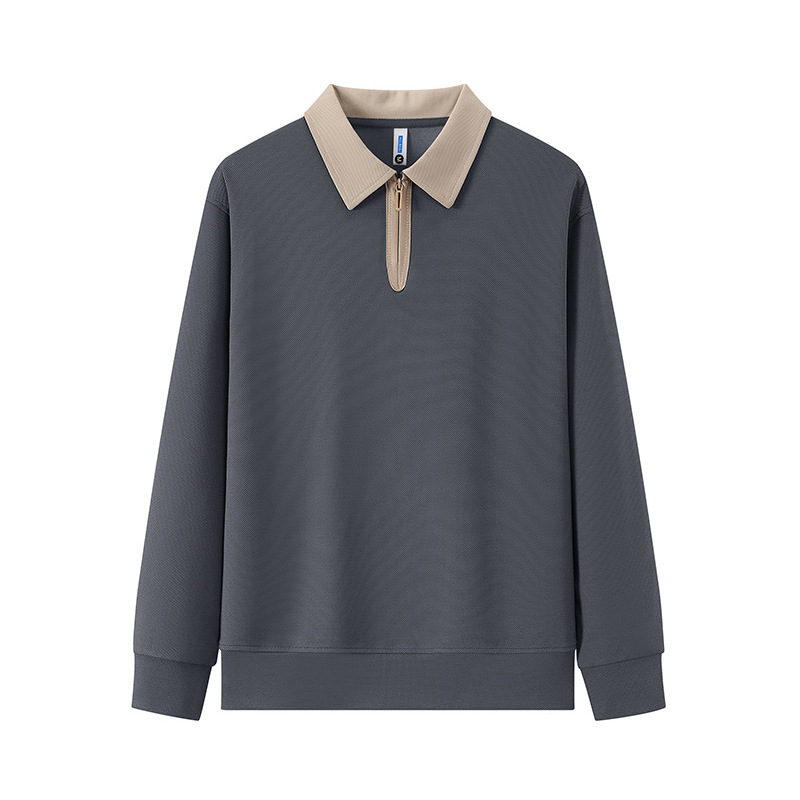 T-shirt ample à manches longues tendance automne sweat-shirt vêtements supérieurs pour hommes, nouveau style avec col à revers à l'extérieur et décontracté_voghion.com