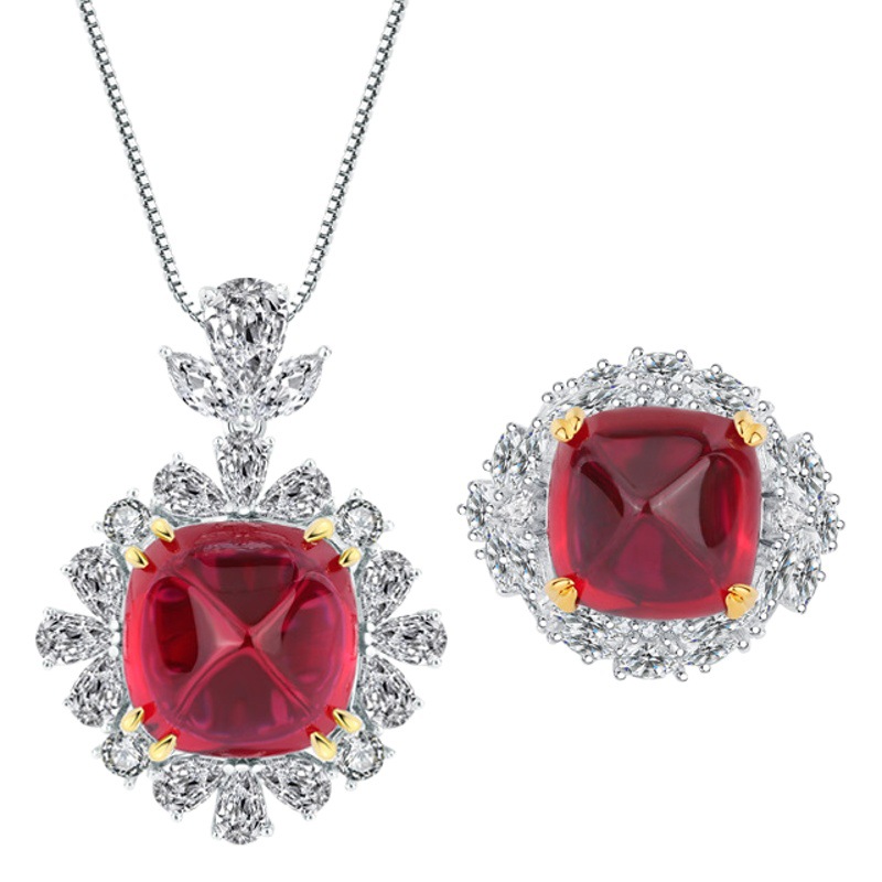 Zhuang Sheng joyería S925 plata imitación color tesoro marrón torre de azúcar industria pesada sello inferior colgante anillo traje 14*14-12*12