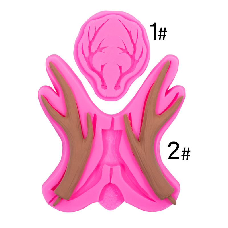 Nueva Navidad tamaño ELK Antler forma molde de silicona fondant chocolate cake decoración hornear herramienta