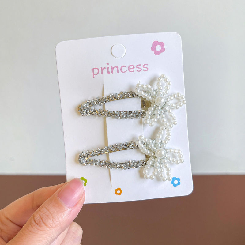 精致高级感珍珠蝴蝶结花朵小女孩侧边发夹儿童头饰女童发卡公主韩|undefined
