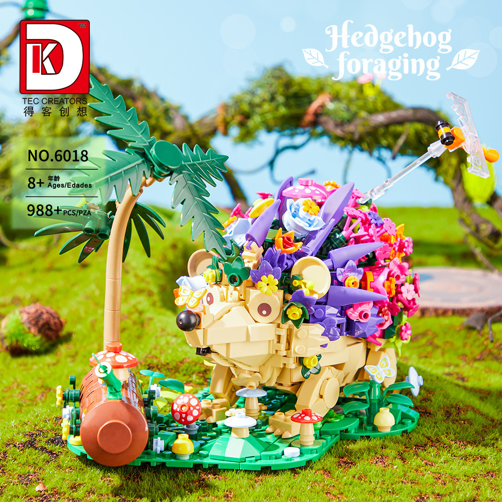 Deke 6018 Animal Flower Hedgehog Foraging Children's Educational Building Blocks Toy Birthday Gift Compatible with Lego