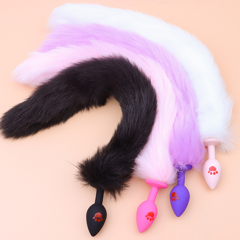 Cat Claw Anal Plug with 40 cm Fox Tail and Pink Bow — detail image 5