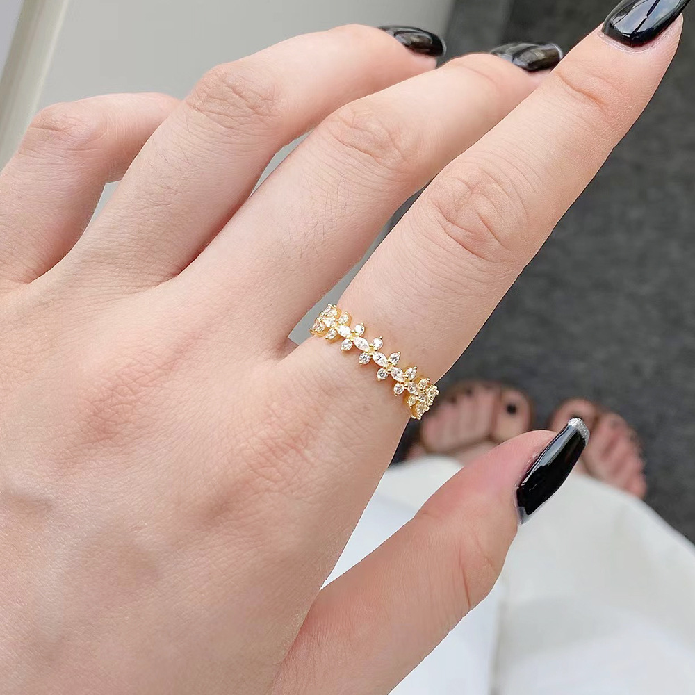 Luxurious Geometric Sterling Silver Plating Zircon Rings