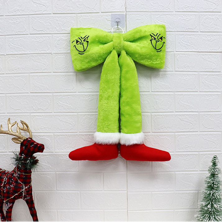 Decoración de Navidad de peluche Piernas de Elf Mariposa Peludo Muñeca de peluche Juguetes de Navidad Elf Muñeca Navidad Colgante Arco
