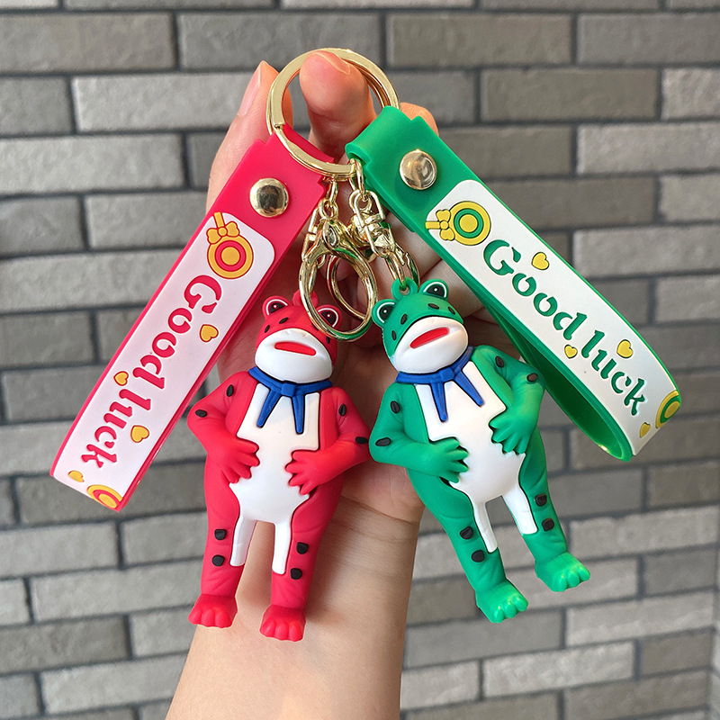 Internet celebridad Rana llavero cabeza cubierta Rana llavero de silicona muñeca coche llavero bolsa adornos pequeño regalo