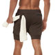 2021 New Sports Shorts Men's Double Layer Color Matching Hanging Towel Fitness Running Breathable Solid Color Pants Amazon