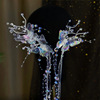 Hair accessory for bride, crystal, hairgrip with butterfly with tassels, accessories