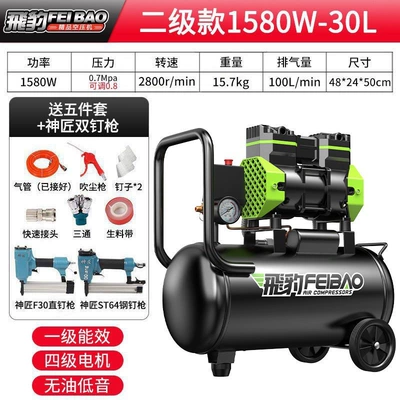 Pump Woodworking Home Decoration Spray Hava kompressorları - double-tube-1580w-30l-woodworking-double-nail-gun