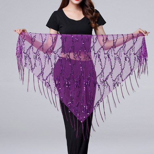 Dance dress sequins tassel triangular towel performance hip towel exercise waist chain waist towel belly dance waist chain Europe and America