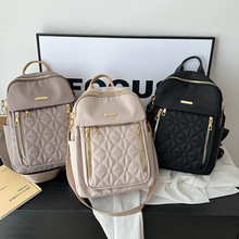 外贸新款女士双肩包尼龙休闲时尚多用绣线旅行潮流小背包一件代发