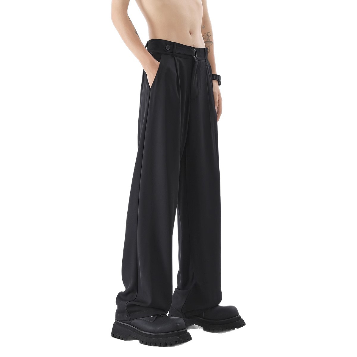 Pantalones de primavera y otoño pantalones de cintura alta sueltos piernas anchas delgadas pantalones rectos hombres fábrica transfronteriza al por mayor de seda de leche