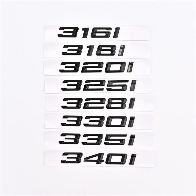 BMW 316i, 320i, 325i, 328i, 330i, 335i car stickers, lettering decals, rear emblem, engine displacement badge, car logo modification