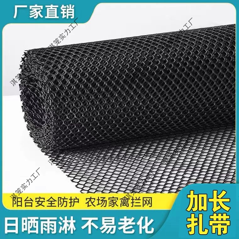 黑色塑料阳台防护网防盗窗防猫网防漏安家禽养殖鸡鸭鹅围栏网