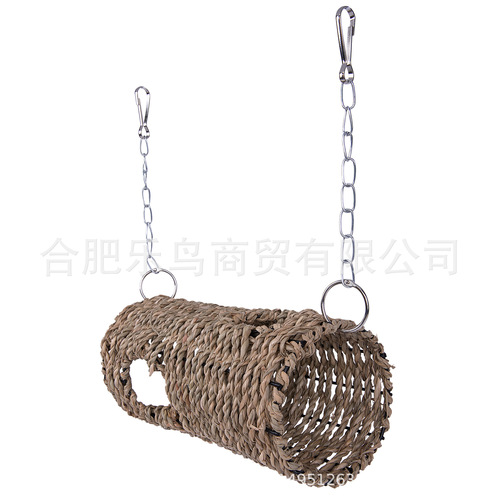 Hamster Sugar Glider Parrot Hideaway Nest, Water Grass Rope Hideaway Passage, Summer Shade Climbing Biting Toy 