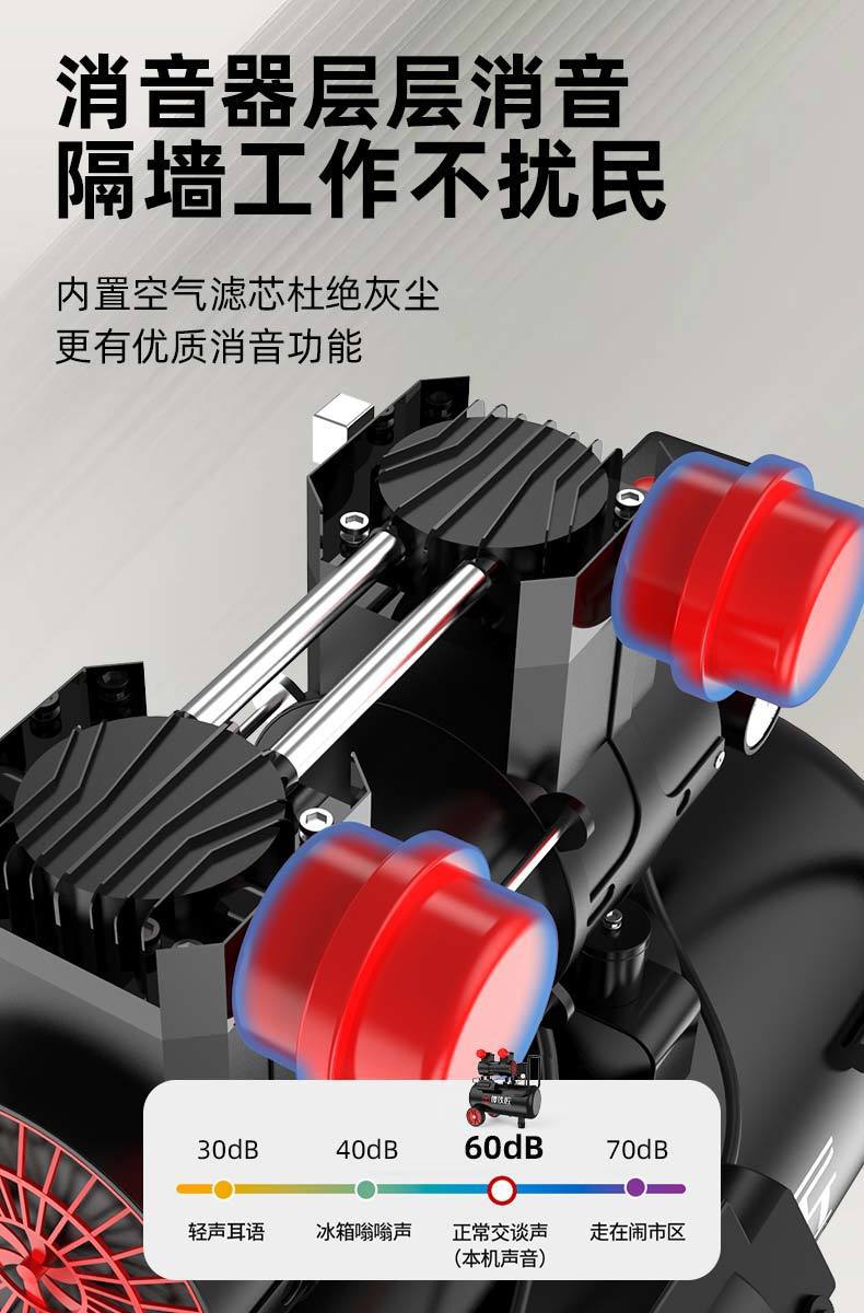 Air Compressor Small Air Pump Woodworking Spray Paint Decoration High Pressure 220V Oil-Free Silent Air Compressor