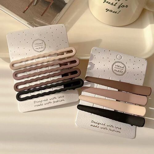 Internet celebrity milk coffee color duckbill clip large bangs clip temperament side broken hair one-word hair accessories hair clip on the back of the head