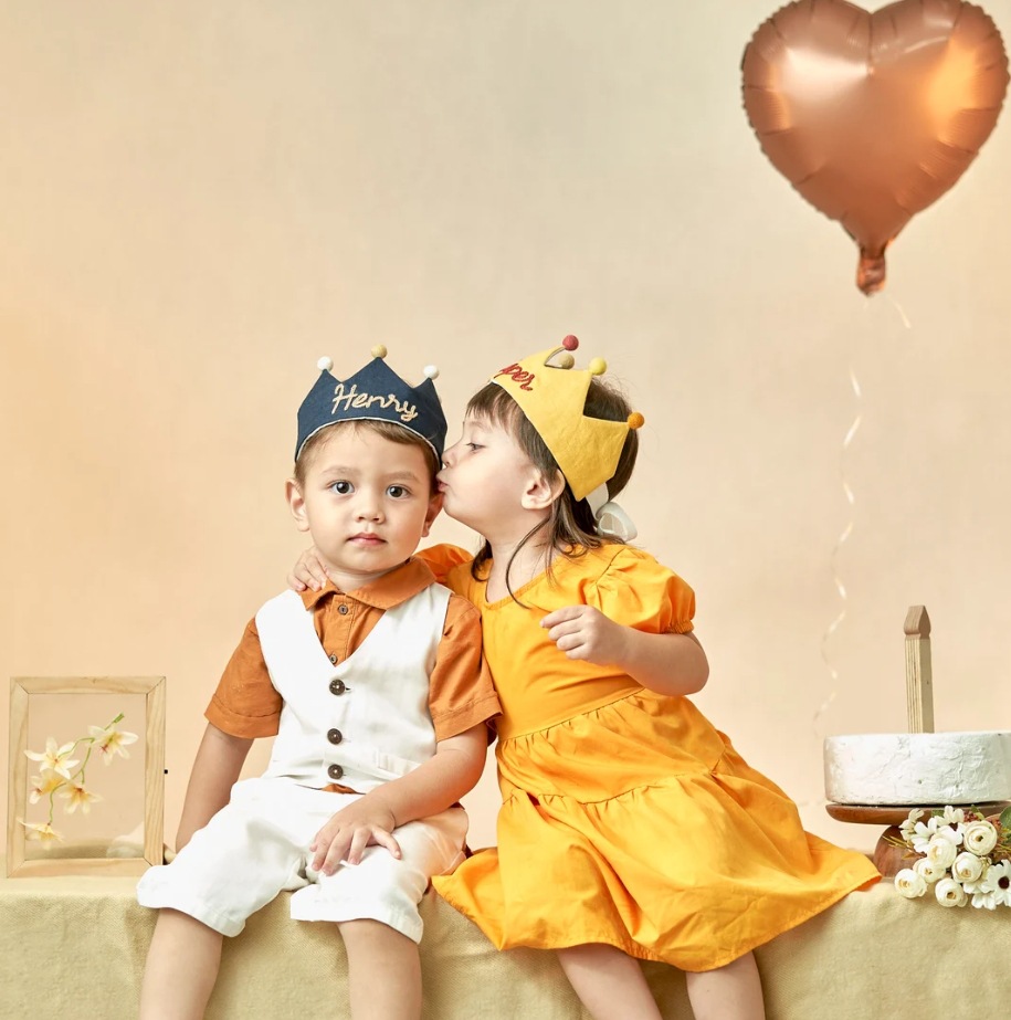Linza algodón cáñamo bebés niños cumpleaños bordados a mano sombrero corona personalizado recuerdos ETSY