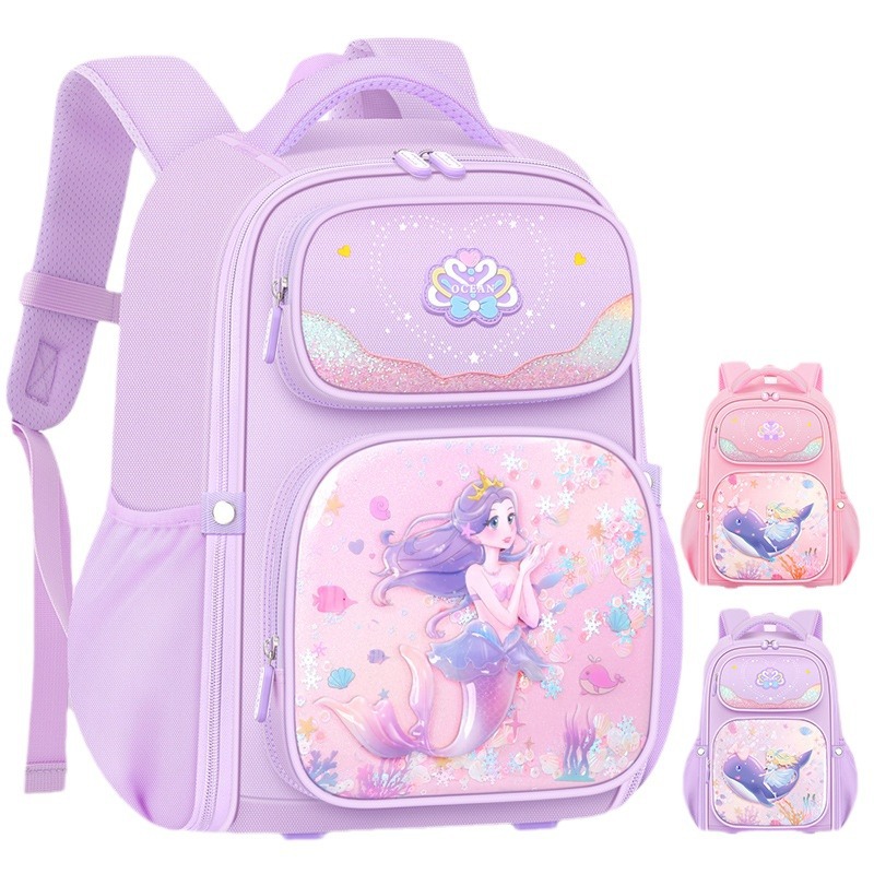 Mochila escolar de estudiantes de primaria para mujeres, mochila escolar de gran capacidad, mochila escolar de niños de grado 3 - 6 al por mayor