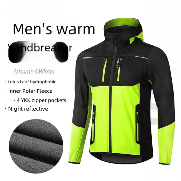 Inbike Winter Softshell Mountain Bike Cycling Jacket Windproof Warm Elastic Multi-Pocket Men's Cycling Top Cold-Resistant