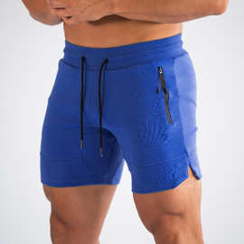 新款跑步运动男士短裤拉链口袋健身训练裤夏季透气速干沙滩裤子