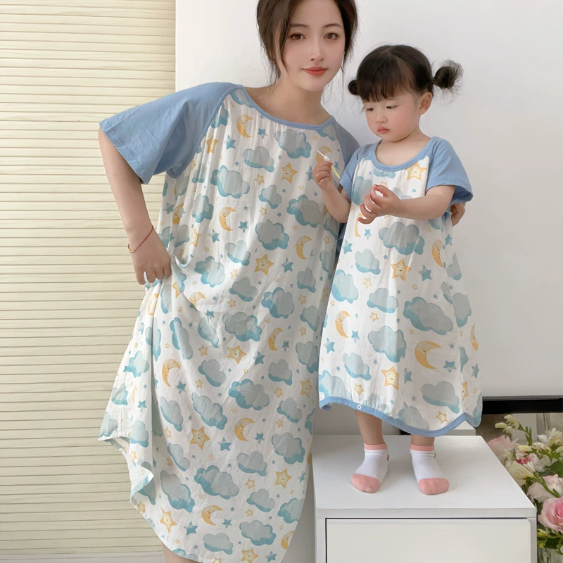 Марля детский летний пижама с коротким рукавом, семейный стиль