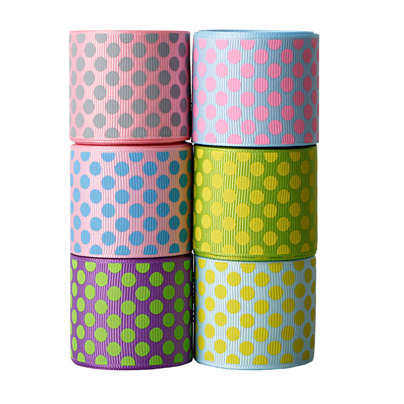 【厂家直销】美丝达ribbon涤纶罗纹印刷圆点星星条纹夏日主题丝带