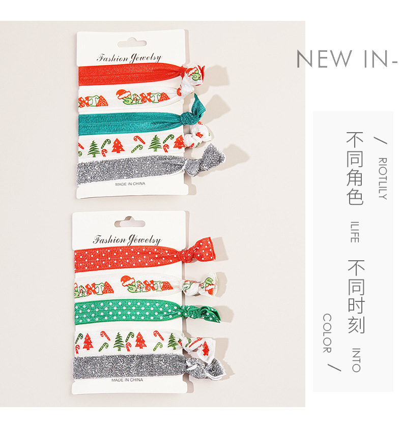 9g Weight Festival Occasion Women'S Gender Christmas Style Christmas Headband Hair Accessories Knotted Hair Rope Christmas Set 6