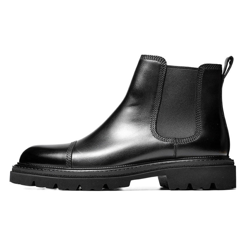 Ботинки Челси, мужские британские высокие кожаные туфли на толстой подошве, мужское Деловое платье, ботинки из воловьей кожи, кожаные ботинки Martin с тремя коннектором