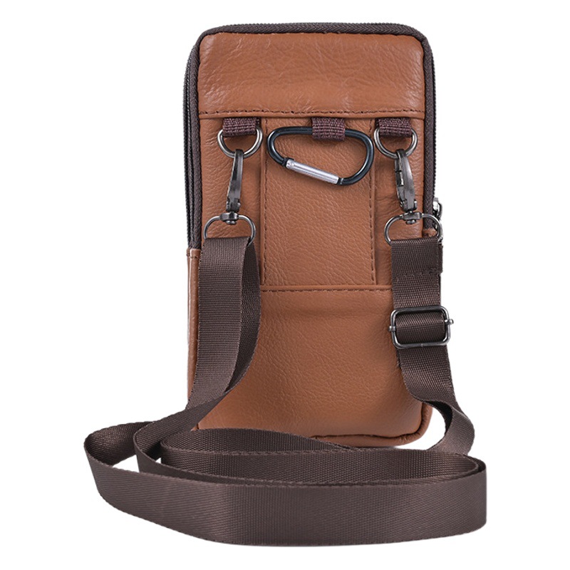 Bolso ligero del teléfono móvil del uno-hombro del cuero de la vendimia Bolso de la cintura de la correa de los hombres bolso de la mochila pequeño del zurriago vertical al por mayor