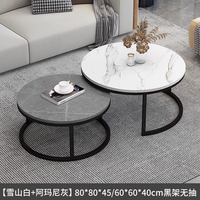 Mesa de té de mármol simple moderna de roca mesa de té de estilo europeo pequeño sofá de sala de estar red doméstica mesa de té negra