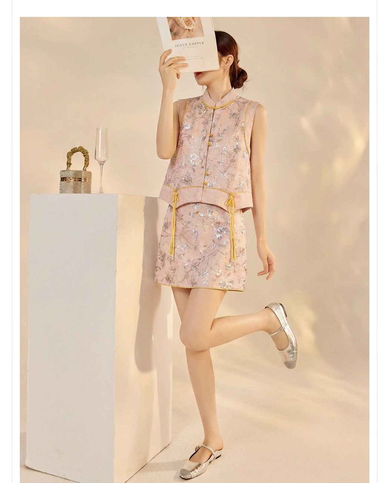 Áo hai dây thêu sequin phối tua rua cổ đứng – set chân váy midi phong cách tân Trung Hoa — nửa váy, Trang chủ chi tiết 10