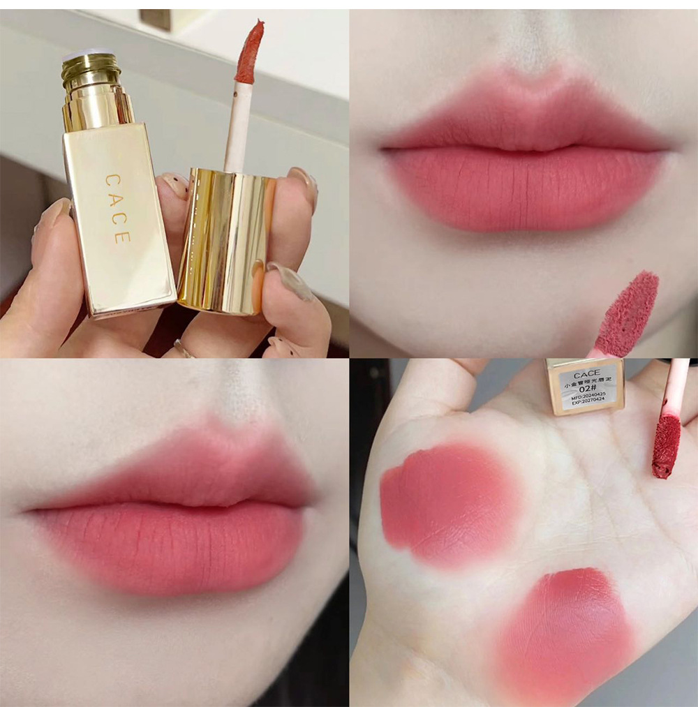 CACE Little Gold Tube Matte Lip Paste Soft, misty and smooth, low-saturation milk coffee versatile color, natural whitening makeup wholesale undefined