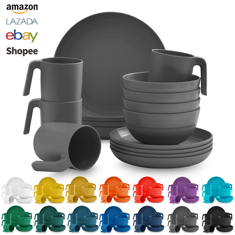 Amazon クロスボーダー プラスチック食器セット ディスク 16 アウトドア ピクニック 再利用可能なプラスチック食器|undefined