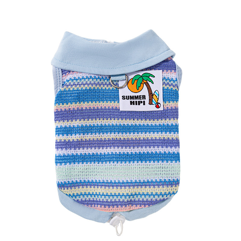Primavera y verano, playa de viento pastoral, camisa polo delgada, chaleco hueco transpirable, ropa de perros pequeños y medianos, ropa de mascotas