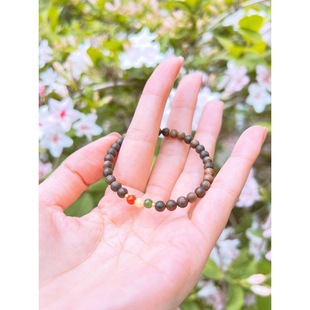Natural Kalimantan Agarwood Small Round Beads Single Circle Buddha Bead Bracelet Women's Traffic Light Sandalwood Bracelet Original Retro
