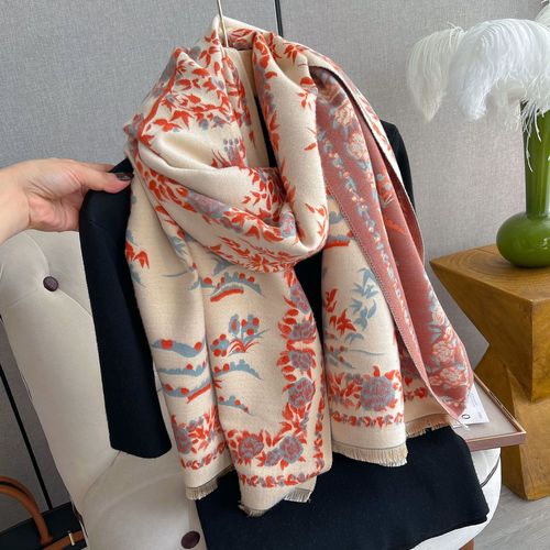 Autumn and winter scarf for women, extra long, air-conditioned room imitation cashmere shawl, fashionable short beard, tassel decoration, warm scarf