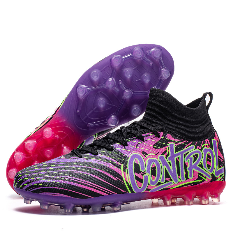 Tenis de Fútbol de Cuello Alto TF con Tacos de Goma de TPU y Cuero Sintético Ligero para Césped Sintético y Natural
