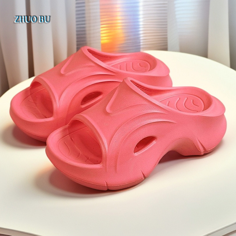 7cm Thick-Soled High-Heeled Slippers for Women, Summer Outer Wear, Fashionable Sandals, Internet Celebrity Heightening Arch Slippers, Eva Beach Shoes for Women