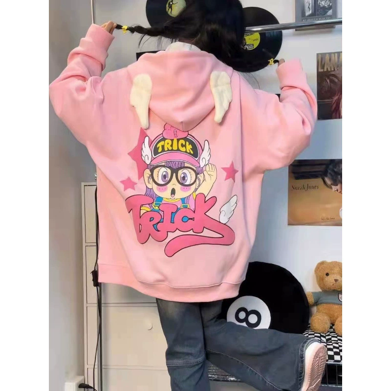 [Тонкий/бархат серебристой лисы] Толстовка с капюшоном и крыльями в национальном стиле для мужчин и женщин, весенне-осенняя тонкая свободная повседневная пара