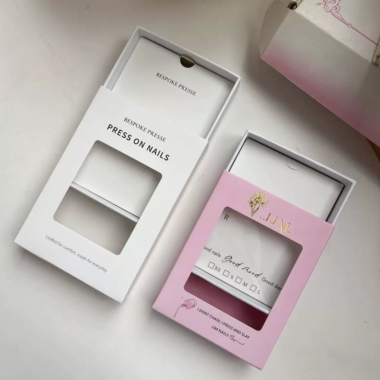 高档穿戴美甲透明开窗礼盒定制logo珠宝首饰加厚抽屉包装纸盒批发