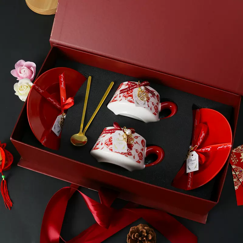 喜礼陶瓷咖啡杯碟套装高档送闺蜜结婚礼物新婚伴手礼2杯2碟套装