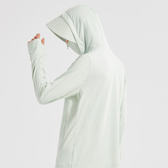 Original yarn ice silk sun protection clothing for women with removable brim, cool feeling, anti-UV long-sleeved outdoor cycling couple sun protection clothing