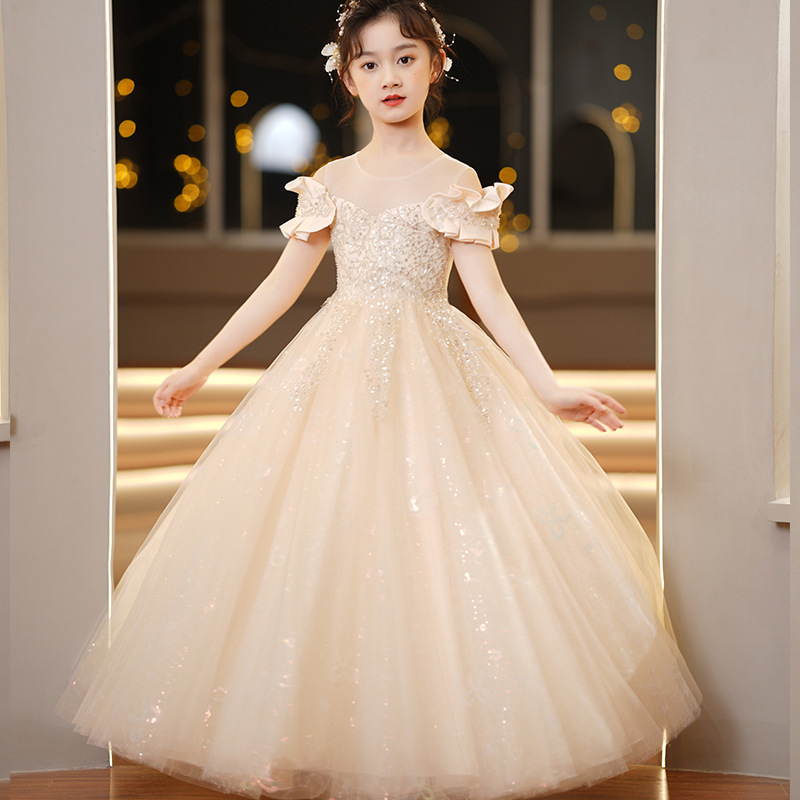 Princess Dress Girl's Puffy Yarn Princess Style Children's Dress Wedding Dress Stylish Flower Girl's Piano Costume Princess Dress Girl's Puffy Yarn Princess Style Children's Dress Wedding Dress Stylish Flower Girl's Piano Costume
