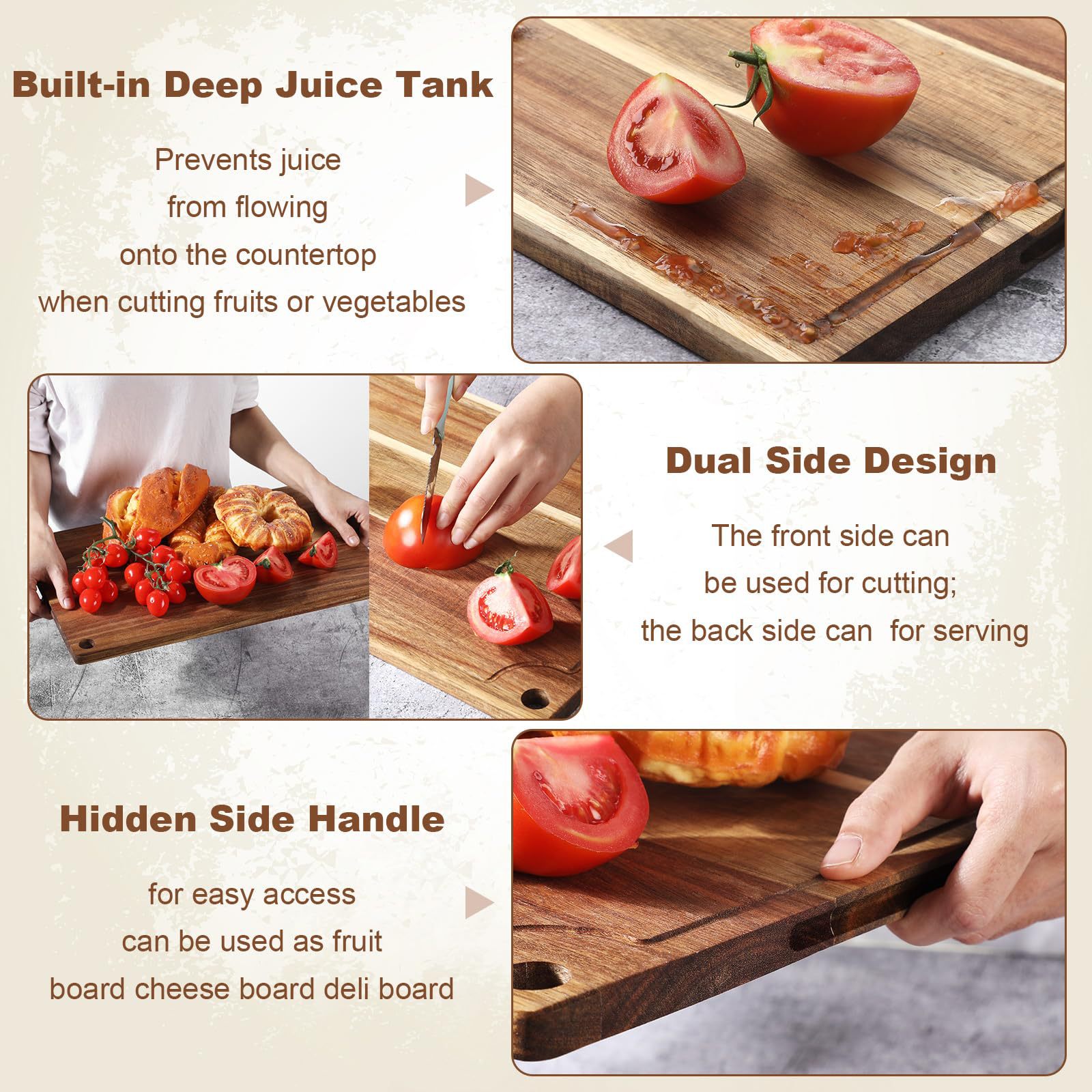 Junta de corte de madera doméstica de madera sólida de cocina de corte de verduras tablero de escritorio grueso con fregadero tablero de fusión