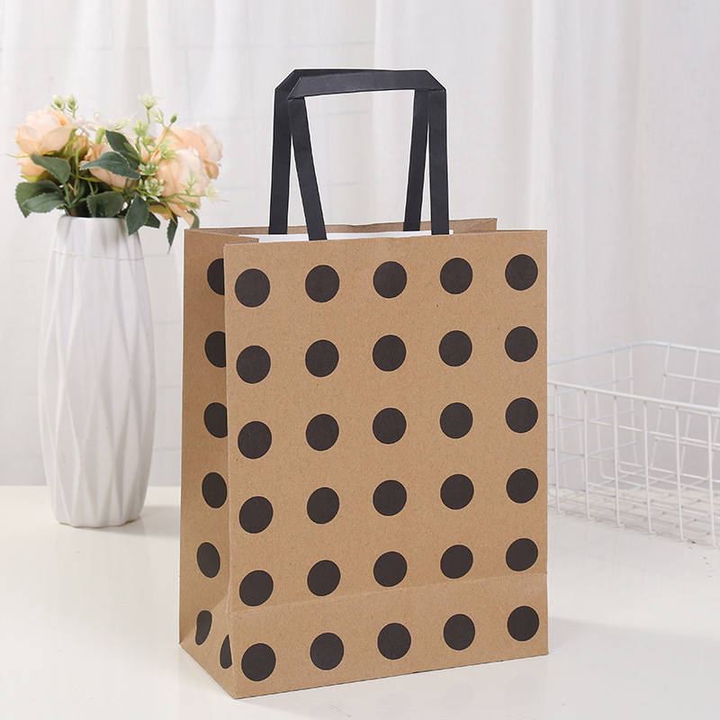 Bolsa de papel kraft con puntos, bolsa de regalo o para repostería, empaques ecológicos con asas