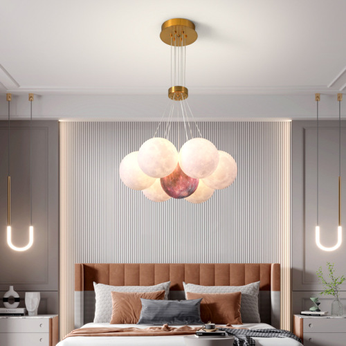 Bubble lamp living room chandelier Nordic simple modern restaurant designer creative moon lamp atmospheric planet chandelier