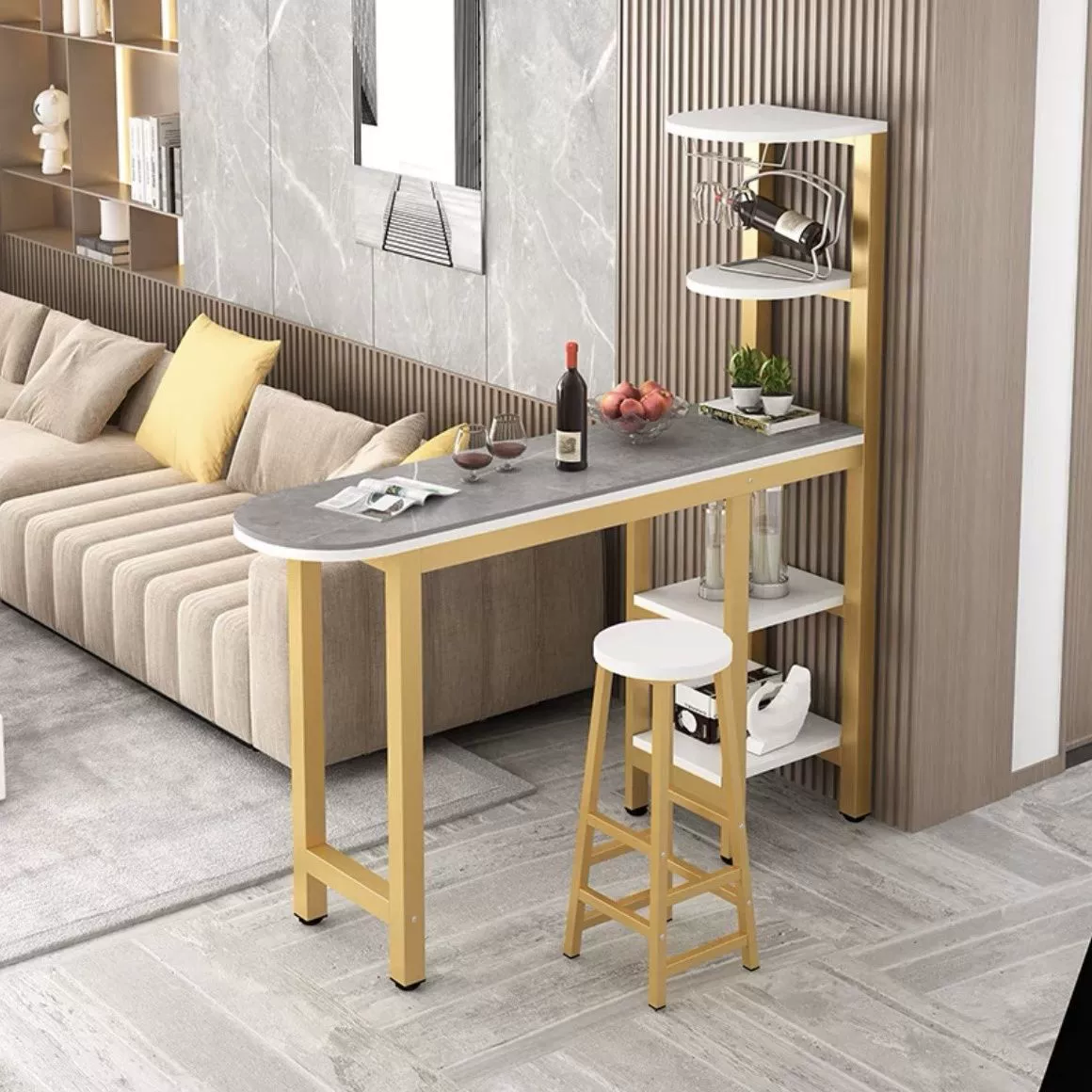 Барный стол, встроенный домашний высокий стол, перегородка для гостиной, стол для маленькой квартиры, балкон, окно, свет, роскошный настенный стол и стул, производитель