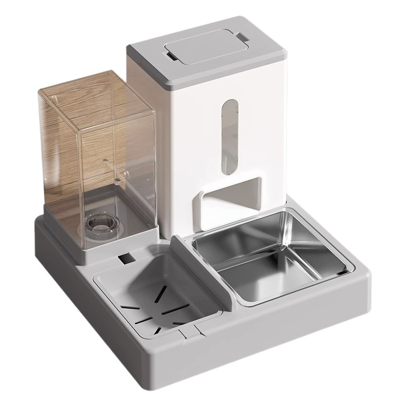 Cat Bowl tazón de comida para gatos tazón de acero inoxidable para mascotas doble tazón alimentador automático de agua potable tazón de perro agua potable suministros integrados